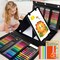208 PCS Kids Art Set Drawing Supplies with Trifold Easel (Black)